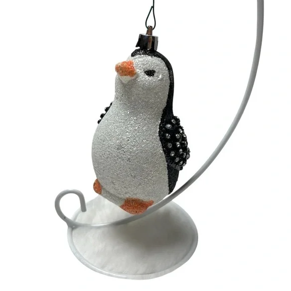 Penguin Ornaments Lot of 3 Tree Christmas Decorations Sparkles Glitter Embellish - Picture 7 of 12